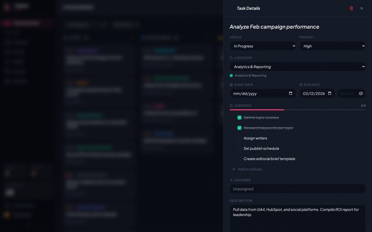 Task detail with subtasks